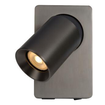 Nigel Wall Spotlights LED Dim. Gu10 1x5W 3000K met USB -oplaadpunt Zwart staal