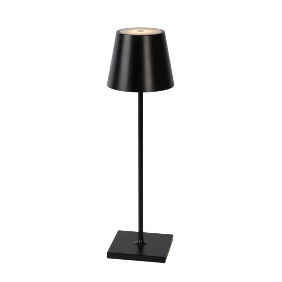 Justin oplaadbare tafellamp buiten batterij/batterij Ø 11 cm LED Dim. 1x2.2W 3000K IP54 3 stiefdim zwart zwart