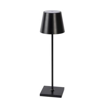 Justin oplaadbare tafellamp buiten batterij/batterij Ø 11 cm LED Dim. 1x2.2W 3000K IP54 3 stiefdim zwart zwart