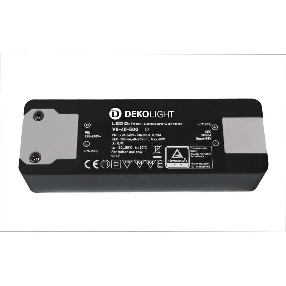 Deko-Light LED-Netzgerät, BASIC, CC, V8-40-500mA/40W, stromkonstant, 220-240V AC/50-60Hz, 40-80V DC,