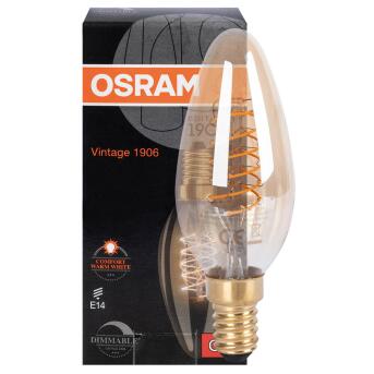 LED-Filament-Lampe VINTAGE 1906 ULTRA THIN Kerzen-Form  gold E14/3 4W (25W)  250 lm 2200K