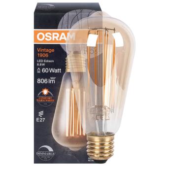LED-Filament-Lampe VINTAGE 1906 ULTRA THIN Edison-Form  8,8W 806lm gold E27 2200K