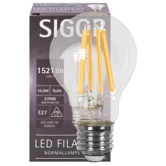 LED-Filament-Lampe AGL-Form  klar 10,5W 1521lm  E27 2700K