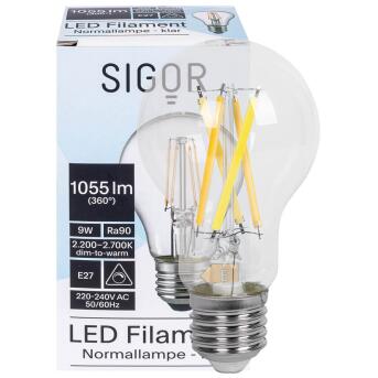 LED-Filament-Lampe AGL-Form  klar E27 2700K bis 2200K 9W 1055lm