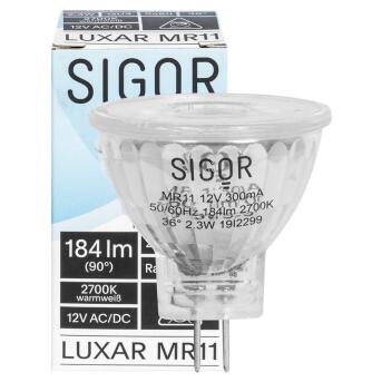Glas-Reflektror 2,3W 184lm  MR11 LUXAR GU4 2700K nicht dimmbar