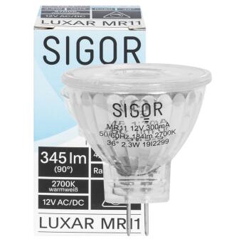 Glas-Reflektror 4,4W 345lm  MR11 LUXAR GU4 2700K dimmbar