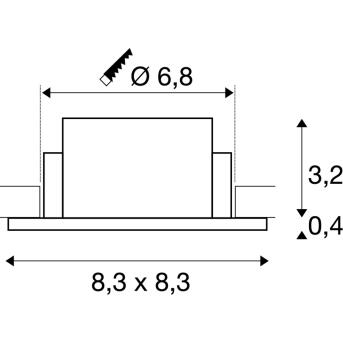 NEW TRIA® 68, Deckeneinbauring, L: 8.3 B: 8.3 H: 3.55 cm, IP 65, inkl. Glas, schwarz