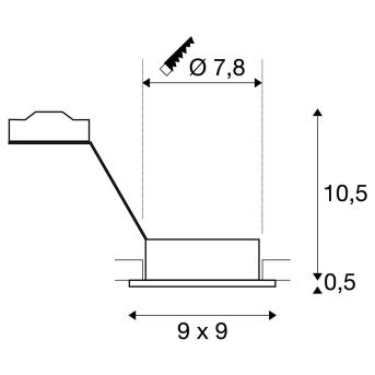 NEW TRIA 1, inbouwarmatuur, met Ã©Ã©n lichtbron, QPAR51, rechthoekig, zwart, max. 50 W, incl. spiraalveerklemmen