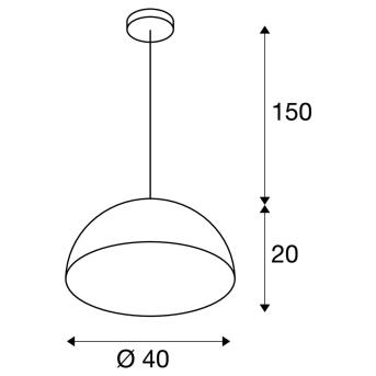 Vorchini M 40, hanglamp, tc- (d, h, t, q) se, ronde, zwart/goud, Ø 40 cm, max. 40W
