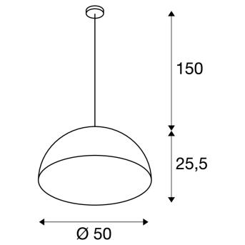 Vorchini M 50, hanglamp, A60, rond, zwart/goud, Ø 50 cm, max. 40W