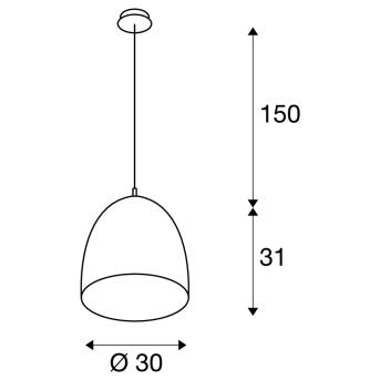 PARA CONE 30, hanglamp, TC-(D,H,T,Q)SE, rond, koperkleuren geborsteld, Ã˜ 30 cm, max. 60 W
