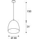Para Cone 30, hanglamp, tc- (d, h, t, q) se, ronde, koperen kleuren geborsteld, Ø 30 cm, max. 60W