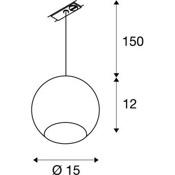 Light Eye® 150, hanglamp voor hoogspanningsstroomrail 1 fasen, QPAR111, wit/ chrome, max. 75W, incl. 1 fase-adapter