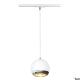 LIGHT EYE, hanglamp voor eenfase hoogspanningsrail, QPAR111, wit/ chroom, max. 75 W, incl. eenfase adapter
