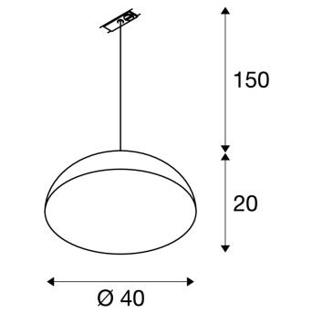 Vorchini M 40 Track, hanglamp voor hoogspanningsstroomrail 1 fasen, TC- (D, H, T, Q) SE, Round, Black/Gold, Ø 40 cm, incl. 1 Fase Adapter Zwart