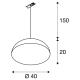 FORCHINI M, hanglamp voor eenfase hoogspanningsrail, TC-(D,H,T,Q)SE, rond, zwart/goud, Ã˜ 40 cm, incl. eenfase adapter zwart