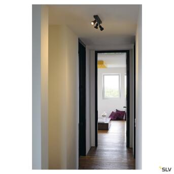PURI 3, wand- en plafondarmatuur, met drie lichtbronnen, QPAR51, mat zwart, max. 150 W, met decoratiering