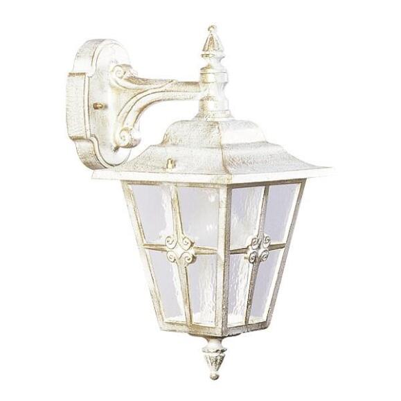 Rustieke wandlamp gemaakt van aluminium poesje wit goud met kathedraalglas helder