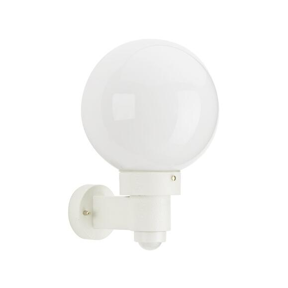 Eenvoudig wandlamp aluminium wit met bewegingsdetector opaalglas Ø25 cm