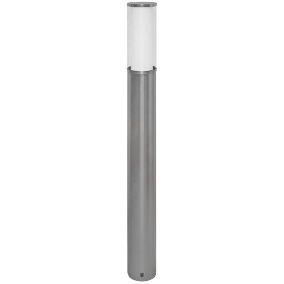 moderne runde Pollerleuchte aus Edelstahl 90 cm Höhe Opalglas weiß