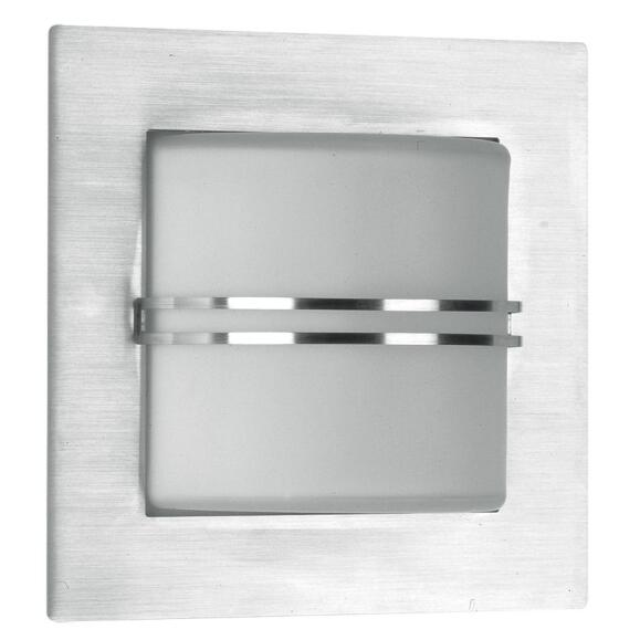 vierkante wandlamp gemaakt van roestvrij staal 25x25 cm opaalglas wit mat