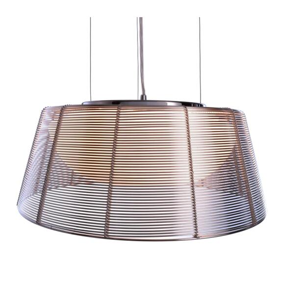 Hanglamp, filo zaterdagdraad lamp zilver met glazen paraplu in wit Ø39 cm