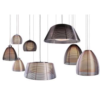 Hanglamp, filo zaterdagdraad lamp zilver met glazen paraplu in wit Ø39 cm