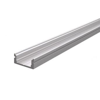 U-Profil flach AU-01-10 für 10 - 11,3 mm LED Stripes, Silber, gebürstet, 2000 mm