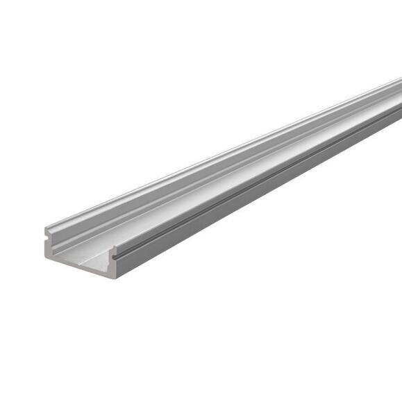 U-Profil flach AU-01-12 für 12 - 13,3 mm LED Stripes, Silber-matt, eloxiert, 2000 mm