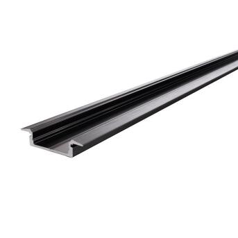 T-profile Flach ET-01-15 voor 15-16,3 mm LED-strepen, zwarte matte, geanodiseerd, 2000 mm