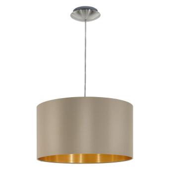 Maserlo ronde hanglamp 38 cm met tekstblazer taupe goud