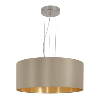 Maserlo ronde hanger lamp 53cm met tekstblazer taupe goud