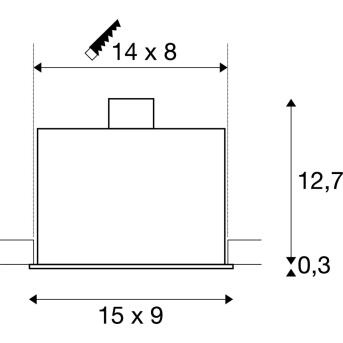 Kadux 2, ingebouwd -in lamp, dubbele -flame, QPAR51, rechthoekig, witte mat, max. 100W, inclusief clipfers