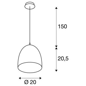 Para Cone 20, hanglamp, A60, rond, koper geborsteld, Ø 20 cm, max. 60W