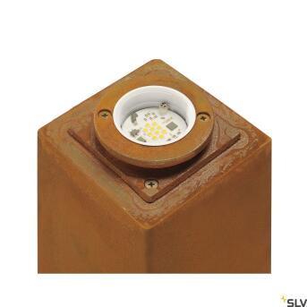 Rusty® 40, Outdoor Lay Light, LED, 3000K, Angular, Steel Rusted, L/B/H 12/12/40