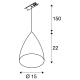 Tonga®, hanglamp voor hoogspanningsstroomrail 1 fasen, A60, keramisch scherm wit, max. 60W, incl. 1 fase adapter