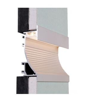 Trockenbau-Profil, Wandvoute EL-02-12 für 12 - 13,3 mm LED Stripes, Silber-matt, eloxiert, 2000 mm