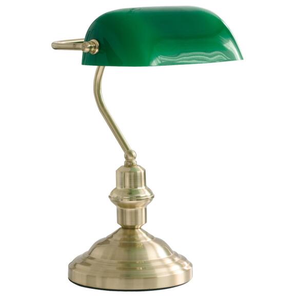Antiek bankier tafellamp messing glas groen