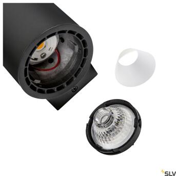SUPROS 78 Up/Down, Wandleuchte, LED, 3000K, rund, schwarz, 60° Linse, 2x9W