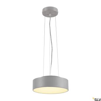 Medo 30, plafondlamp, LED, 3000K, rond, zilvergrijs, Ø 28 cm, kan worden omgezet in hanglamp, 12W