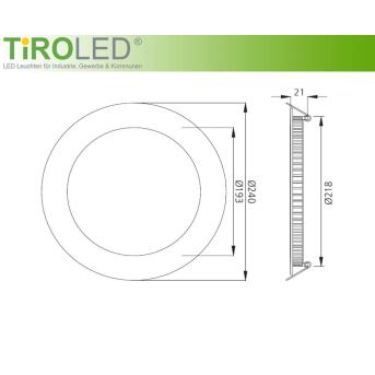 Tiroled Rondo 3 LED -paneel 15W 240mm 3000/4000/5500 Kelvin Verstelbaar Ronde Wit Dimable