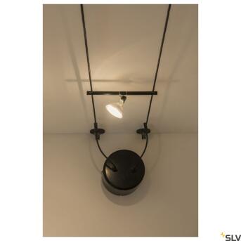 COSMIC, Lampenhalter für TENSEO Niedervolt-Seilsystem, QR-C51, schwarz, schwenkbar, 2 Stück