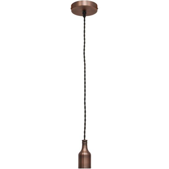 Retro hanger lamp 1x E27 koper met zwarte textielkabel