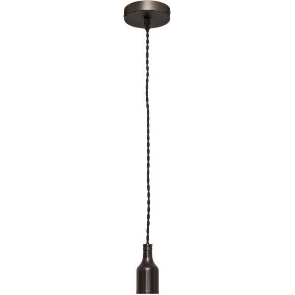 Retro hanger lamp 1x E27 antraciet met zwarte textielkabel