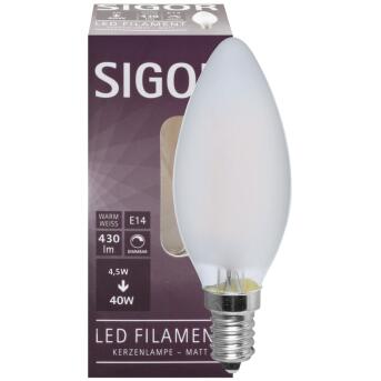 Filament-LED-Lampe E14  Kerzen-Form 4,5W matt 430lm