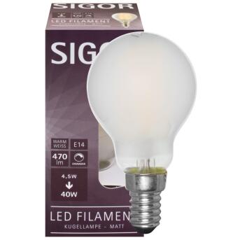 Filament-LED-Lampe, Tropfen-Form, matt, E14/240V