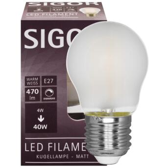 Filament-LED-Lampe,Tropfen-Form, matt,E27/230V/4W, 470 lm