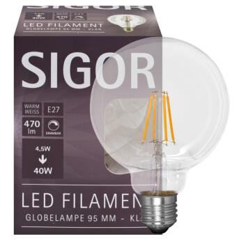 LED-Fadenlampe,Globe-Form, E27/4W,klar, 470 lm, 2700K,L...