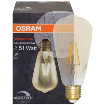Filament-LED-Lampe, VINTAGE 1906, Edison-Form, gold,...