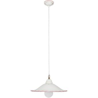 Keramische hanglamp Ø39cm wit glanzend met roze...
